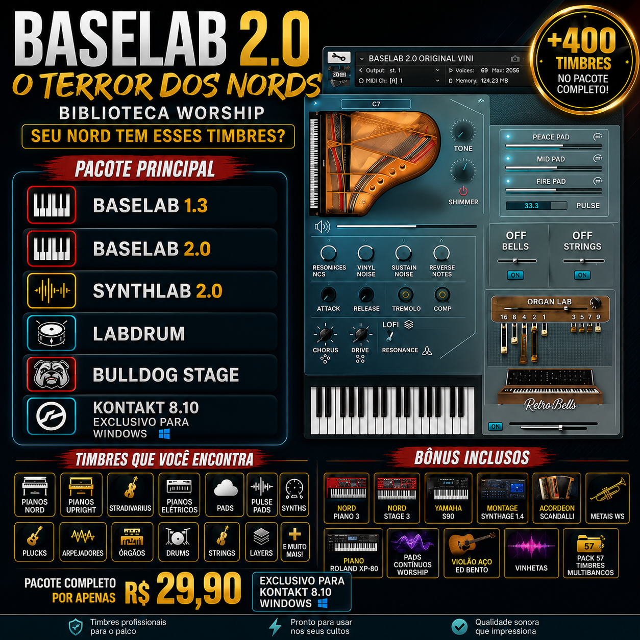 BaseLab Premium - biblioteca de timbres SoundLab