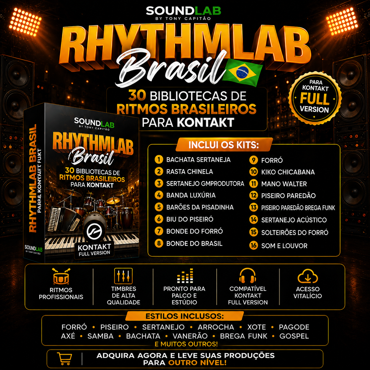 Ritmos Brasileiros para Kontakt - biblioteca avulsa SoundLab