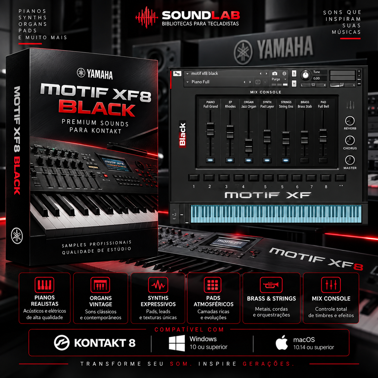 Motif XF8 Black - biblioteca de timbres SoundLab